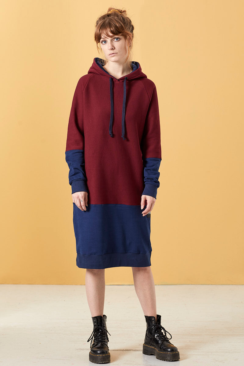BLOCKIE - BURGUNDY/BLUE HOODIE