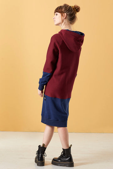 BLOCKIE - BURGUNDY/BLUE HOODIE
