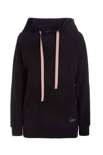BESSIE BLACK PLISSÉ - ORGANIC HOODIE